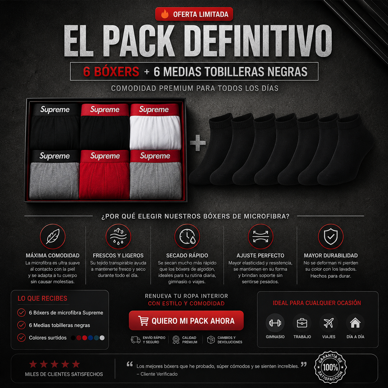 6 BOXER SUPREME + 6 PARES DE MEDIA| EDICION ILIMITADAS